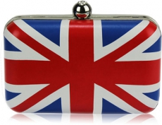 Womens Union Jack Clutch Bag Crystal Encrusted Clasp