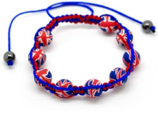 Fimo Clay Union Jack Friendship Bracelet with Hematite