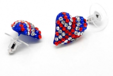 Union Jack Rhinestone Heart Earrings