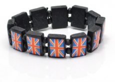 Black Wooden Union Jack Stretch Bracelet