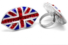 Rhinestone Union Jack Lips Ring