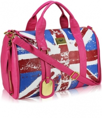 Union Jack Pink Barrel Handbag With Long Strap