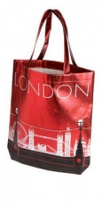 Red London Skyline Shopping Bag