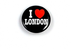 Black I Love London Button Badge
