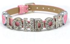 Pink Glitter Love London Rhinestone Letter Bracelet