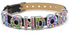 Black Multicoloured Rhinestone London Letters Bracelet