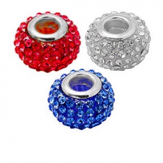 Gift Set of Three Rhinestone Beads for Charm Bracelet