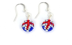 Rhinestone Union Jack Shamballa Ball Earrings