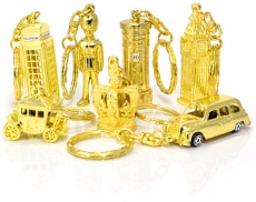 Set of Seven Gold Metal Keyrings