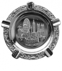Large Silver Metal Ashtray