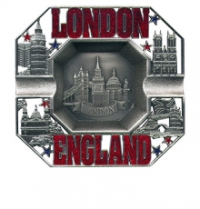 England Metal Square Red Ashtray