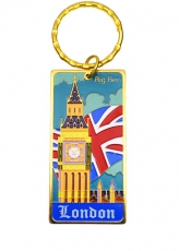Big Ben Union Jack Brass Tab Keyring
