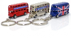 Set of Three Die Cast Metal British Bus Keyrings