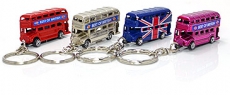 Set of Four Die Cast Metal British Bus Keyrings