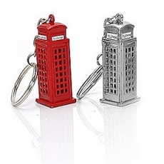 Two Die Cast Metal Telephone Box Keyrings