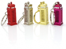 Gift Set of Four Die Cast Metal Telephone Box Keyrings