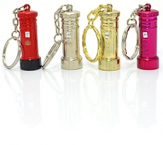 Set of 4 Die Cast Metal British Post Box Keyrings