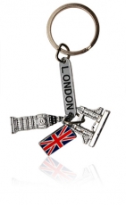 Metal Keyring with Tower Bridge & Big Ben Charms