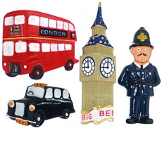Gift Set of Four Resin London Fridge Magnets