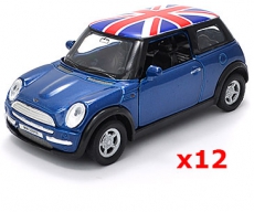 12x Blue Union Jack Mini Cooper Model Car UK