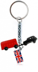 Metal Bus and Taxi Charm Keyring