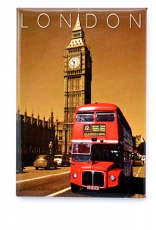 Red Bus by Big Ben Picture Magnet