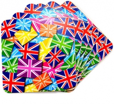 Multicoloured Union Jack Coasters UK
