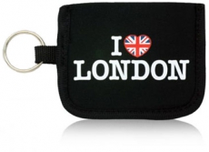 Black I Love London Neoprene Card Pouch with Keyring
