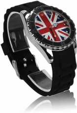 Black Diamante Union Jack Watch with Tin Presentation Box
