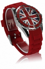 Red Diamante Union Jack Watch with Tin Presentation Box