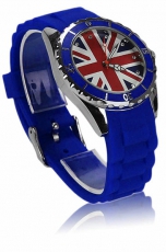 Blue Diamante Union Jack Watch with Tin Presentation Box