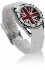White Diamante Union Jack Watch with Tin Presentation Box