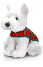 25cm Soft Toy Westie Dog in Coat Scottish Gifts