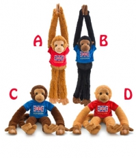 40cm Soft Toy Monkey in Union Jack T Shirt