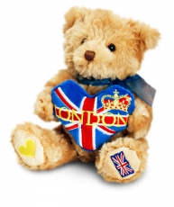 14cm Souvenir Teddy Bear with Union Jack Heart