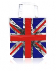 Metallic Silver Union Jack Shopping Bag