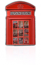 Red and Silver Metallic Telephone Box Magnet