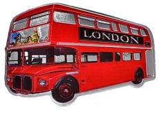 Red and Silver Metallic Double Decker Bus Magnet