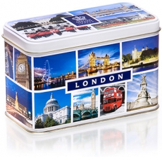 English Tea Mosaic Tin Caddy with 20 Teabags
