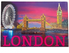 London Sights By Night Foil Picture Magnet