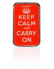 Rectangular Red Keep Calm and Carry On Metal Magnet