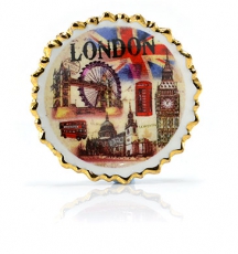 Painted Porcelain Fluted London Plate Magnet