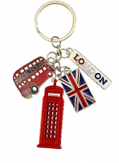 Metal Telephone Box Charms Keyring