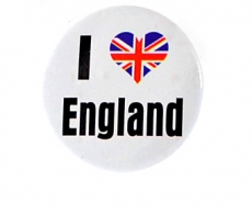 Large I Love England Union Jack Button Badge