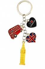 Gold Big Ben and Love London Charms Keyring