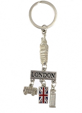 Silver Big Ben and Union Jack Charm Keyring