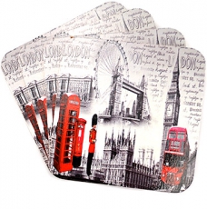 Pack of Four Contemporary Souvenir Coasters