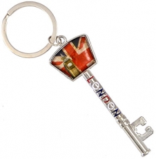 Vintage Union Jack Big Ben Silver Metal Keyring