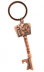 Antique Copper Metal Key Shaped London Keyring