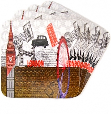 Pack of Four Brown and White Coasters